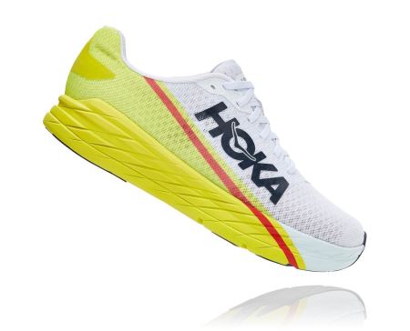 Hoka Rocket X - Tenis Corrida Estrada Mulher Branco / Rosa | PT-syXitZ5